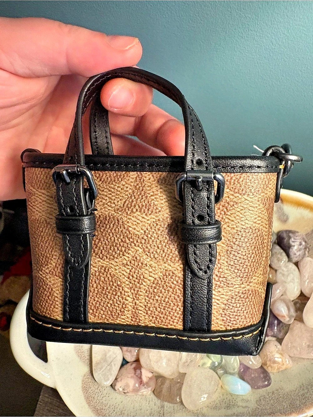 Coach Mini Trekker Bag Charm In Signature Canvas